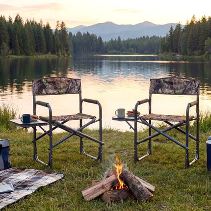 Lightweight Folding Camping Chair with Side Table-Camouflage - Camouflage - Camping Furniture