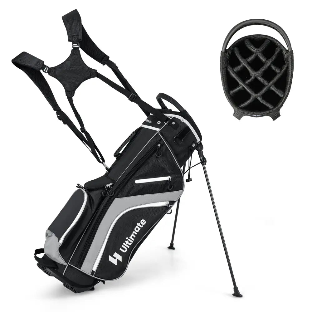 Lightweight Golf Stand Bag with 14 Way Top Dividers and 6 Pockets-Gray - Gray - Golf