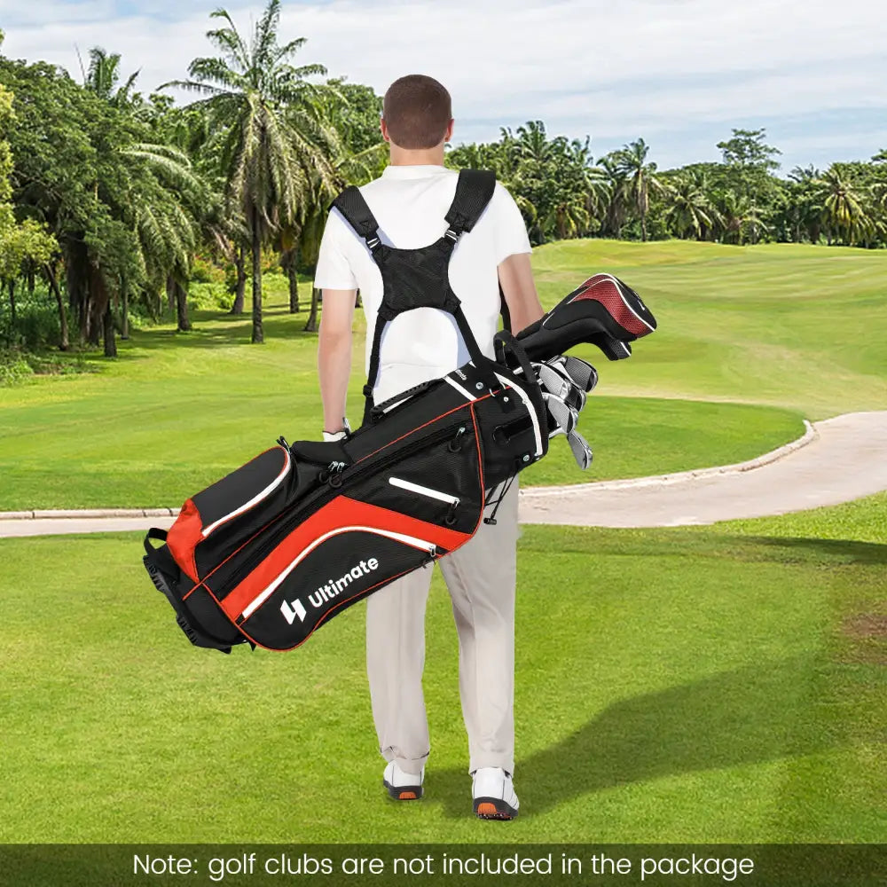 Lightweight Golf Stand Bag with 14 Way Top Dividers and 6 Pockets-Red - Red - Golf