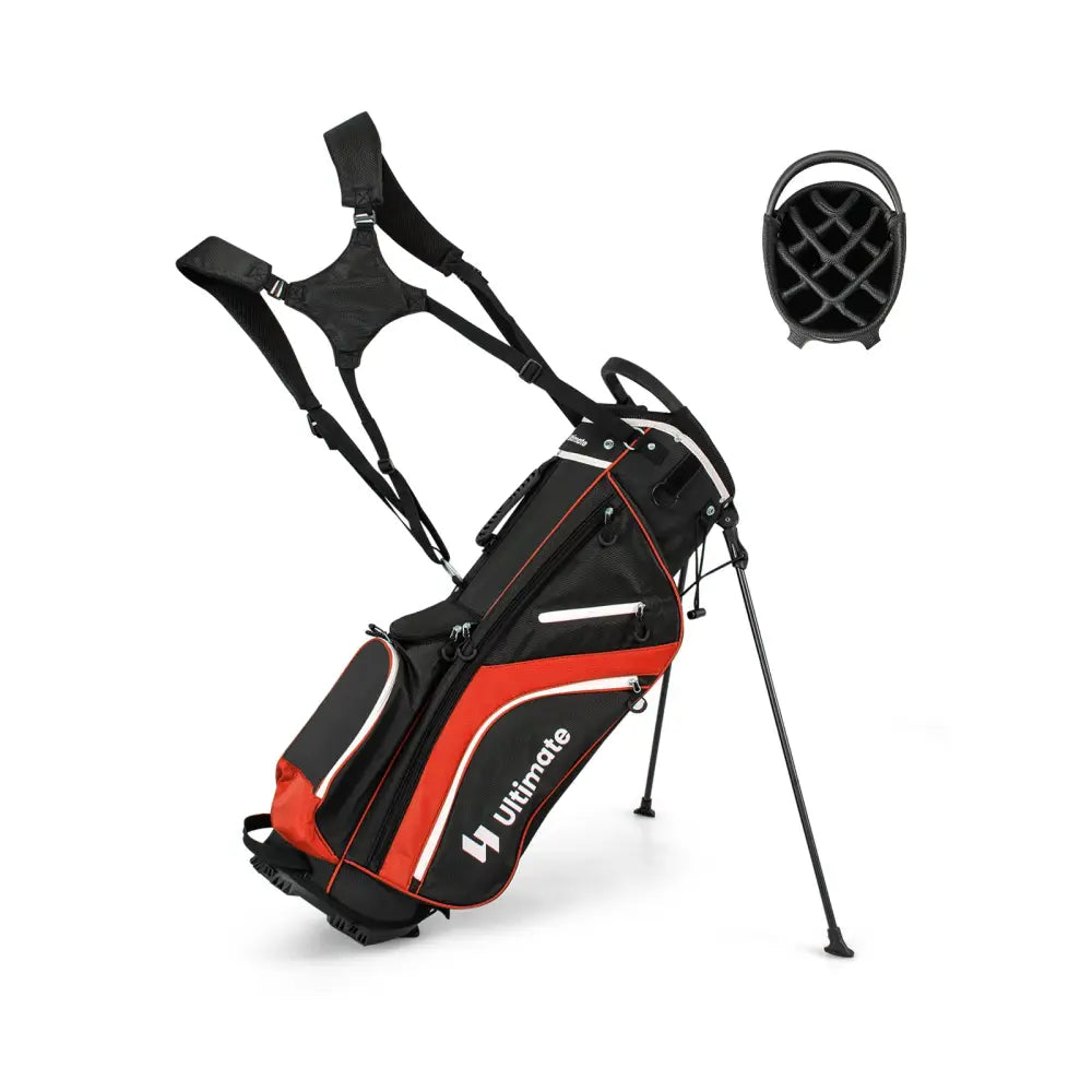 Lightweight Golf Stand Bag with 14 Way Top Dividers and 6 Pockets-Red - Red - Golf