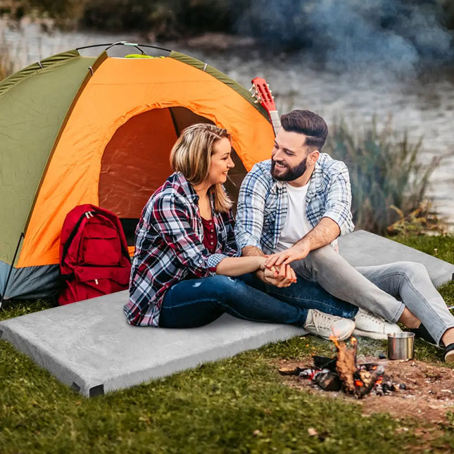 Lightweight Portable Memory Camping Mattress with Carrying Bag-Gray - Gray - Air Mattresses & Sleeping Bags