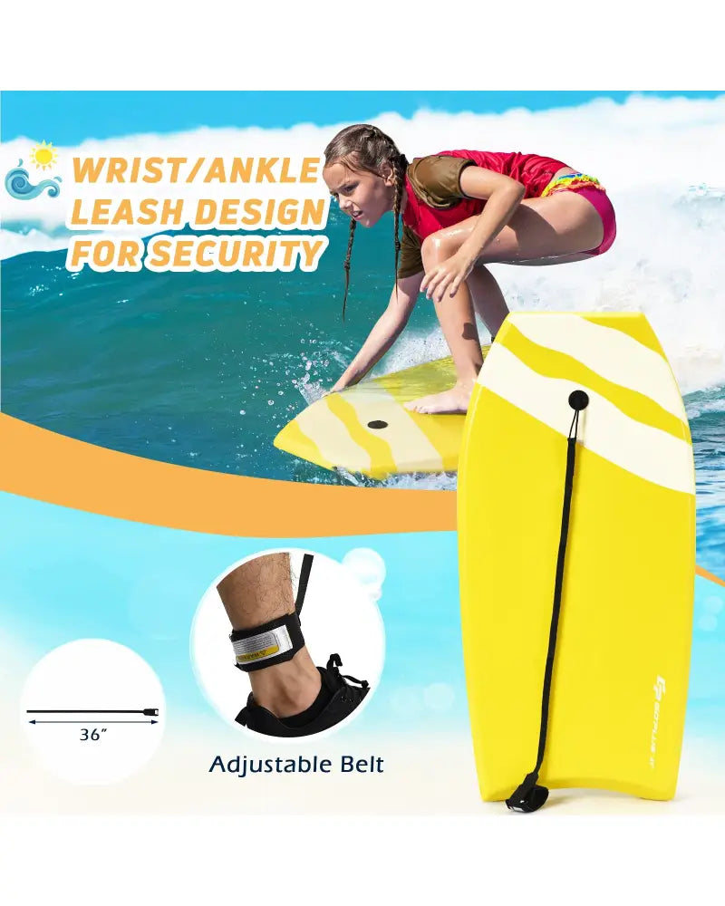 Lightweight Super Bodyboard Surfing with EPS Core Boarding-L - Yellow - Surfing