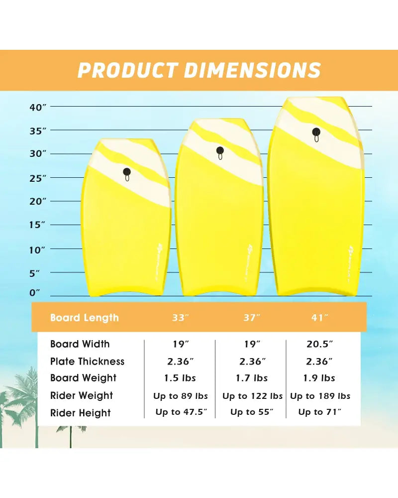 Lightweight Super Bodyboard Surfing with EPS Core Boarding-L - Yellow - Surfing
