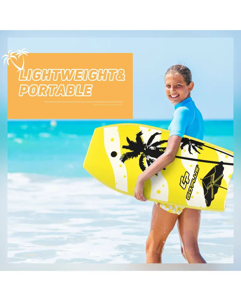 Lightweight Super Bodyboard Surfing with EPS Core Boarding-L - Yellow - Surfing