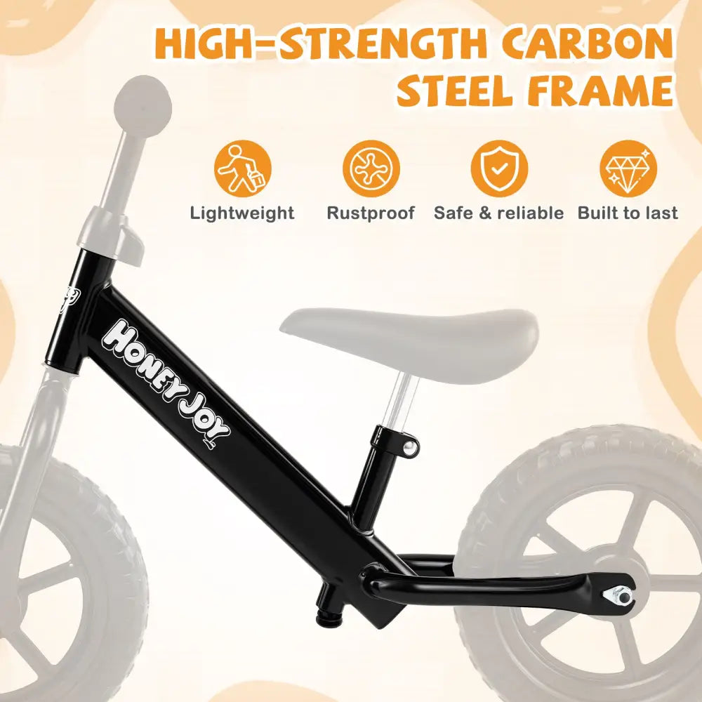 Lightweight Toddler Balance Bike No Pedal Training Bicycle-Black - Black - Balance Bikes