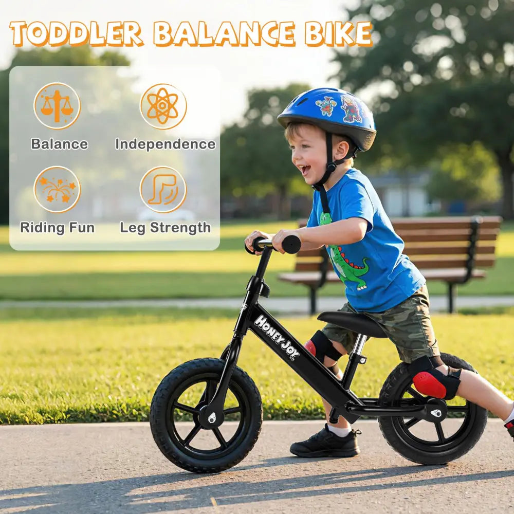Lightweight Toddler Balance Bike No Pedal Training Bicycle-Black - Black - Balance Bikes