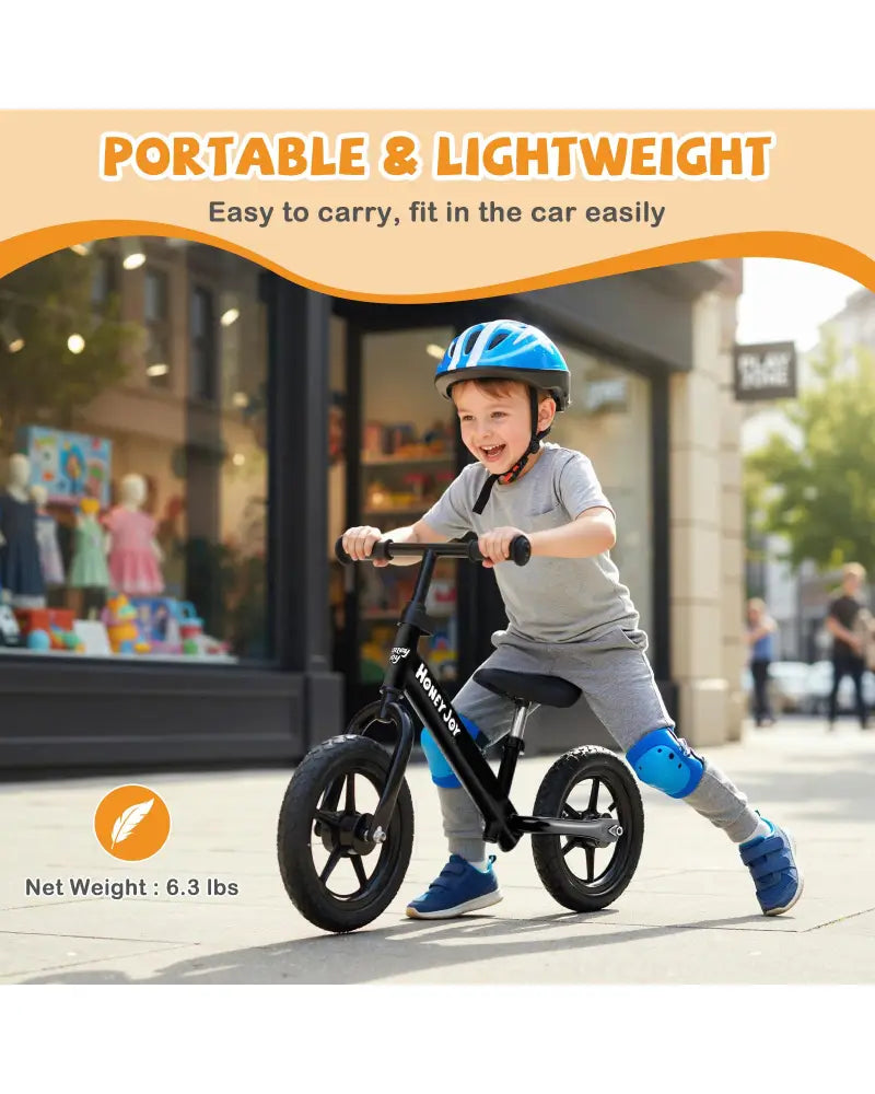 Lightweight Toddler Balance Bike No Pedal Training Bicycle-Black - Black - Balance Bikes