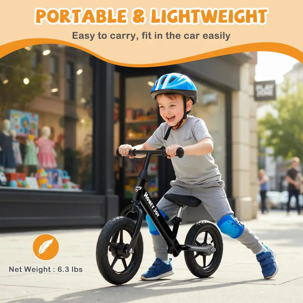 Lightweight Toddler Balance Bike No Pedal Training Bicycle-Black - Black - Balance Bikes