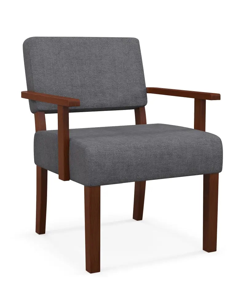 Linen Accent Chair Living Room Chair with Soft Padded Seat and Backrest-Gray - Gray - Accent Chairs