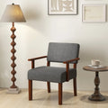Linen Accent Chair Living Room Chair with Soft Padded Seat and Backrest-Gray - Gray - Accent Chairs