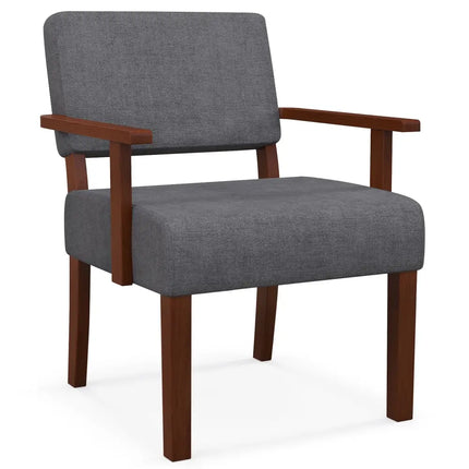 Linen Accent Chair Living Room Chair with Soft Padded Seat and Backrest-Gray - Gray - Accent Chairs