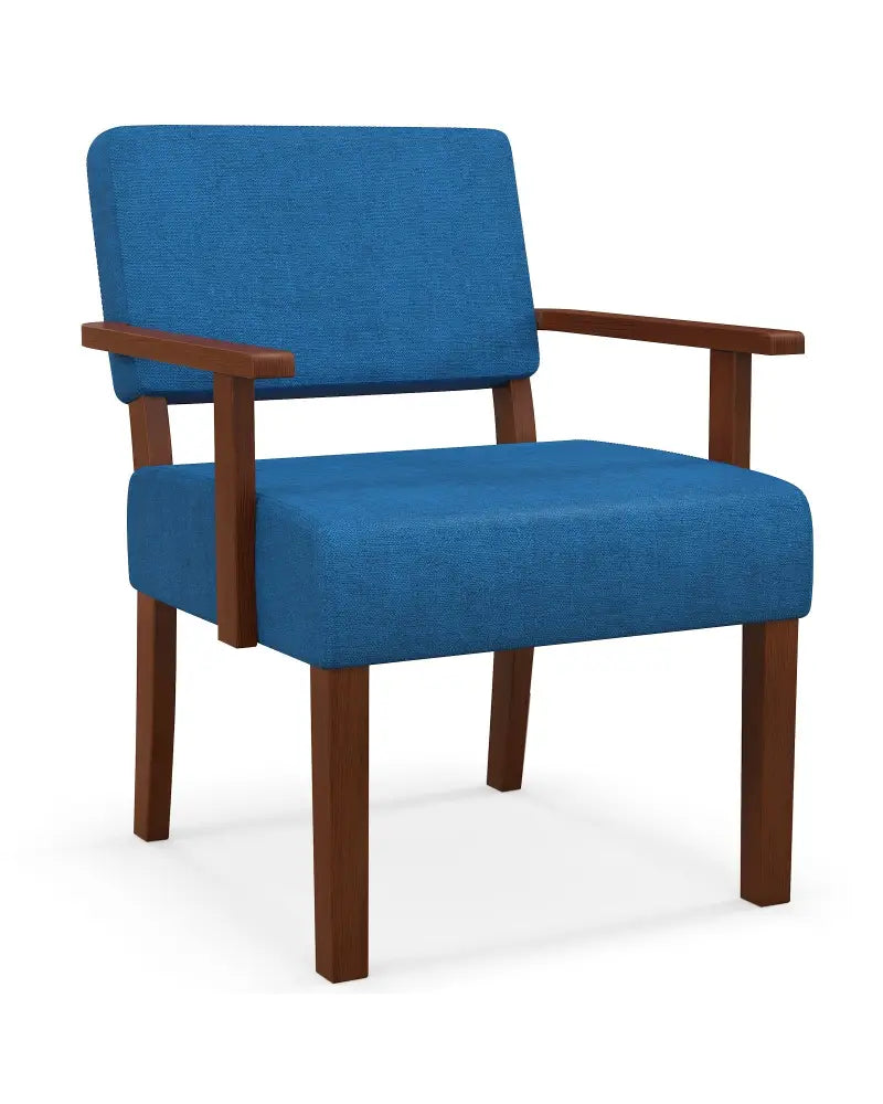 Linen Accent Chair Living Room Chair with Soft Padded Seat and Backrest-Blue - Blue - Accent Chairs
