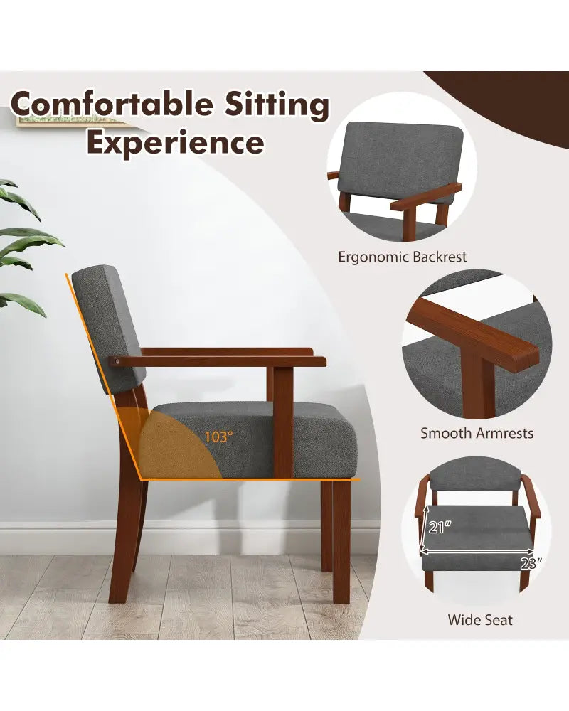 Linen Accent Chair Living Room Chair with Soft Padded Seat and Backrest-Gray - Gray - Accent Chairs
