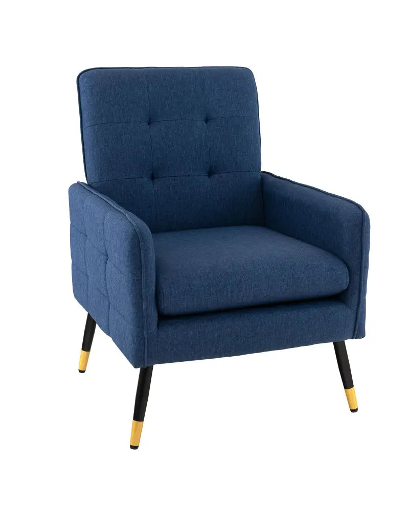Linen Fabric Accent Chair with Removable Seat Cushion-Blue - Blue - Accent Chairs