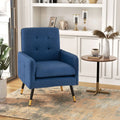 Linen Fabric Accent Chair with Removable Seat Cushion-Blue - Blue - Accent Chairs