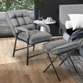 Linen Fabric Modern Accent Chair with Ottoman and Adjustable Backrest-Gray - Gray - Recliners