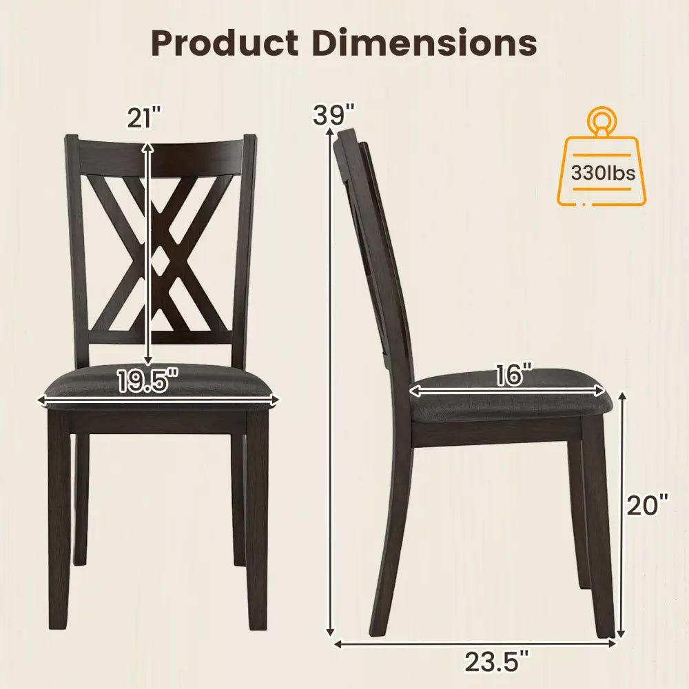 Linen Fabric Upholstered Wooden Dining Chair Set of 2 with Rubber Wood Frame for Dining Room-Gray - Gray - Dining Chairs