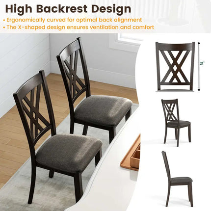 Linen Fabric Upholstered Wooden Dining Chair Set of 2 with Rubber Wood Frame for Dining Room-Gray - Gray - Dining Chairs