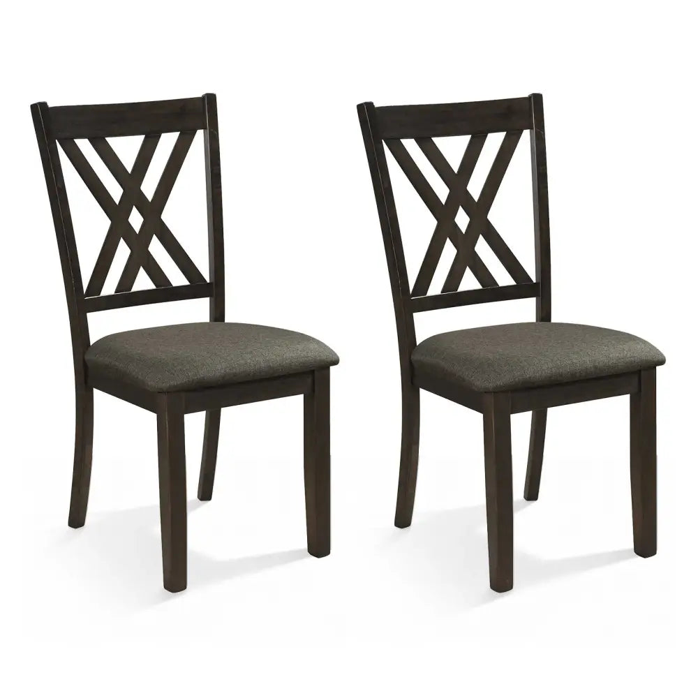 Linen Fabric Upholstered Wooden Dining Chair Set of 2 with Rubber Wood Frame for Dining Room-Gray - Gray - Dining Chairs