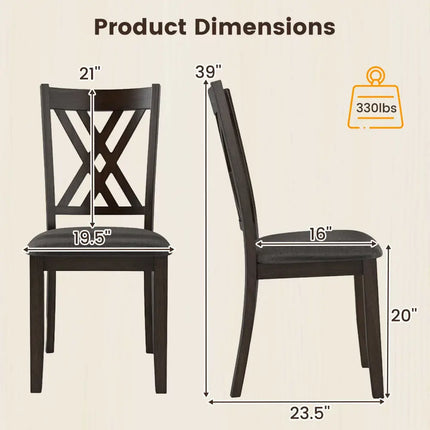 Linen Fabric Upholstered Wooden Dining Chair Set of 2 with Rubber Wood Frame for Dining Room-Gray - Gray - Dining Chairs