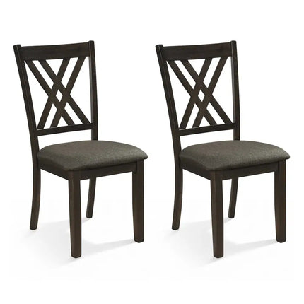 Linen Fabric Upholstered Wooden Dining Chair Set of 2 with Rubber Wood Frame for Dining Room-Gray - Gray - Dining Chairs