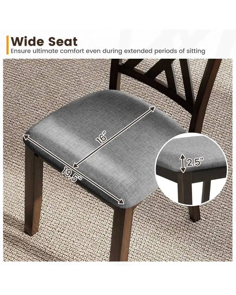 Linen Fabric Upholstered Wooden Dining Chair Set of 2 with Rubber Wood Frame for Dining Room-Gray - Gray - Dining Chairs