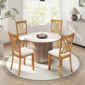 Linen Fabric Upholstered Wooden Dining Chair Set of 4 with Rubber Wood Frame for Dining Room-Natural - Natural - Dining
