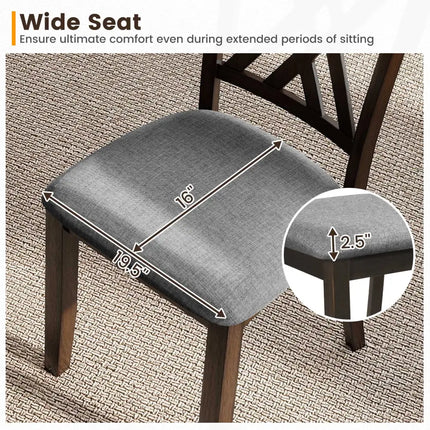 Linen Fabric Upholstered Wooden Dining Chair Set of 4 with Rubber Wood Frame for Dining Room-Gray - Gray - Dining Chairs