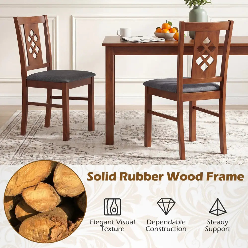 Linen Style Upholstered Kitchen Chairs with Wood Frames Set of 2-Cherry - Cherry - Dining Chairs