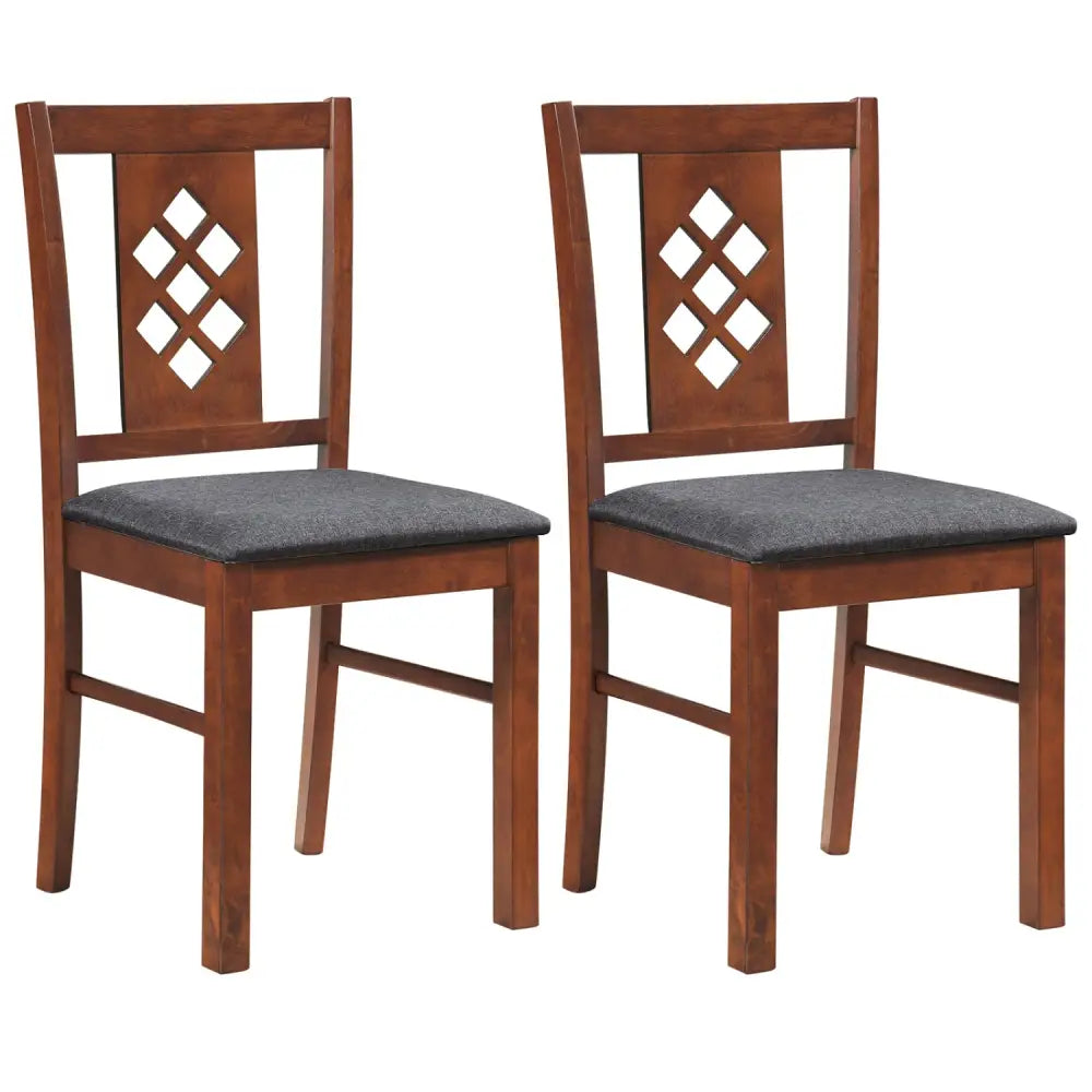 Linen Style Upholstered Kitchen Chairs with Wood Frames Set of 2-Cherry - Cherry - Dining Chairs