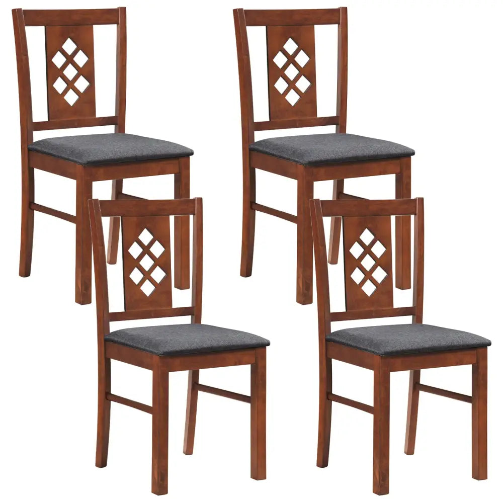 Linen Style Upholstered Kitchen Chairs with Wood Frames Set of 4-Cherry - Cherry - Dining Chairs