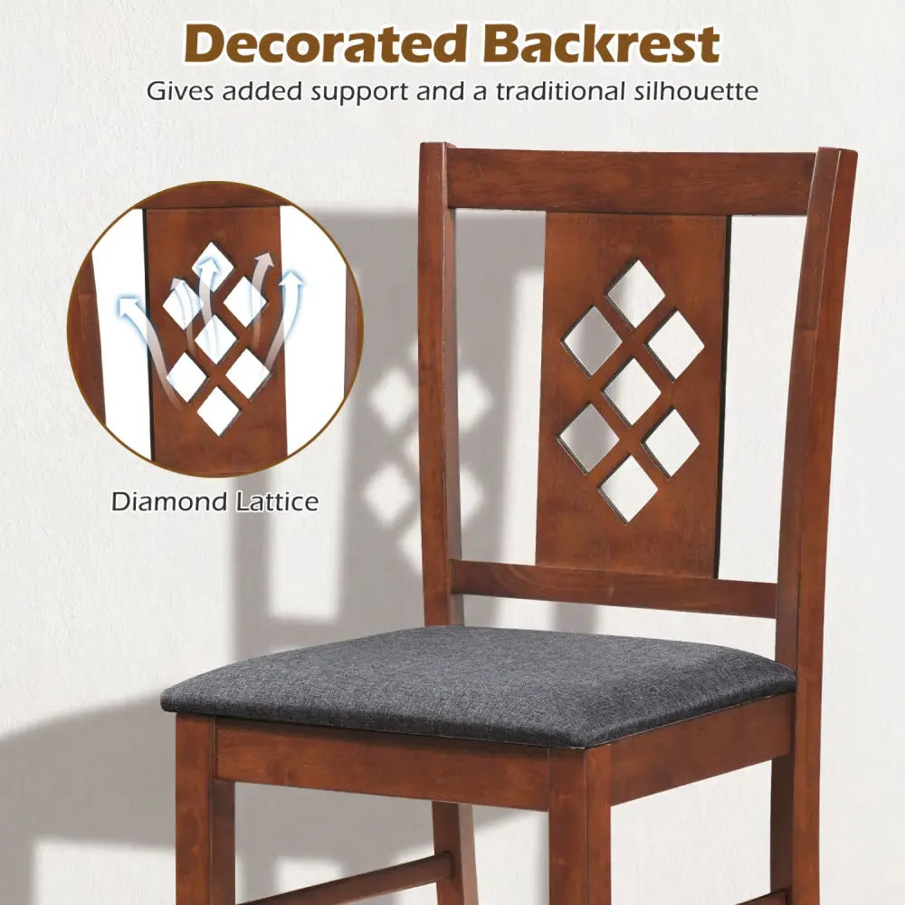 Linen Style Upholstered Kitchen Chairs with Wood Frames Set of 4-Cherry - Cherry - Dining Chairs