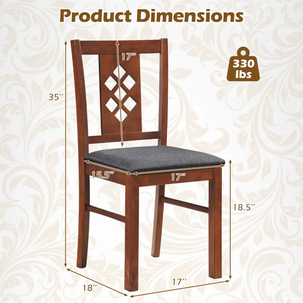 Linen Style Upholstered Kitchen Chairs with Wood Frames Set of 4-Cherry - Cherry - Dining Chairs