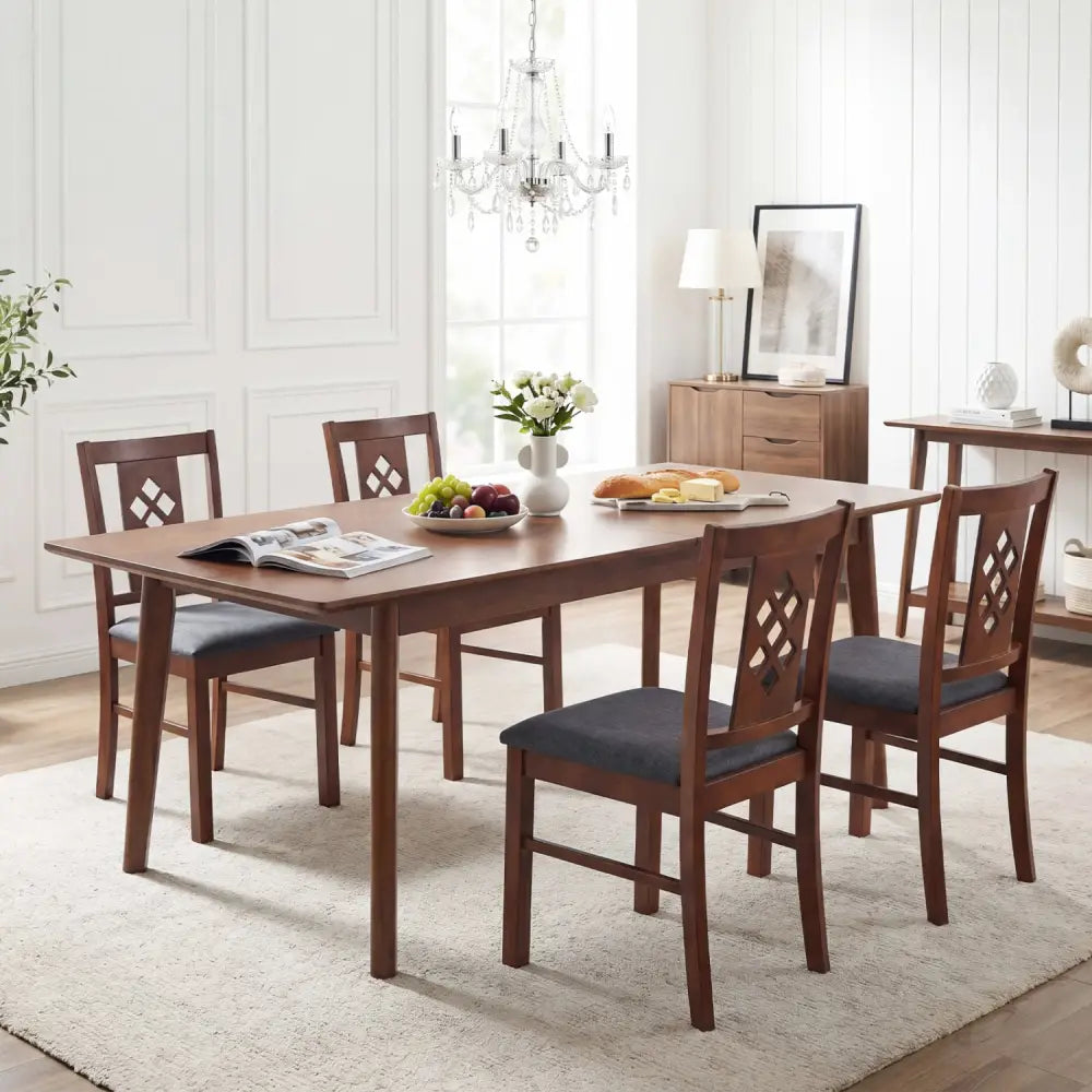 Linen Style Upholstered Kitchen Chairs with Wood Frames Set of 4-Cherry - Cherry - Dining Chairs
