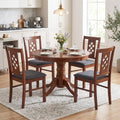 Linen Style Upholstered Kitchen Chairs with Wood Frames Set of 4-Cherry - Cherry - Dining Chairs