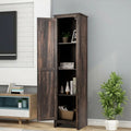 Linen Tower Bathroom Storage Cabinet Tall Slim Side Organizer with Shelf-Walnut - Walnut - Floor Cabinets