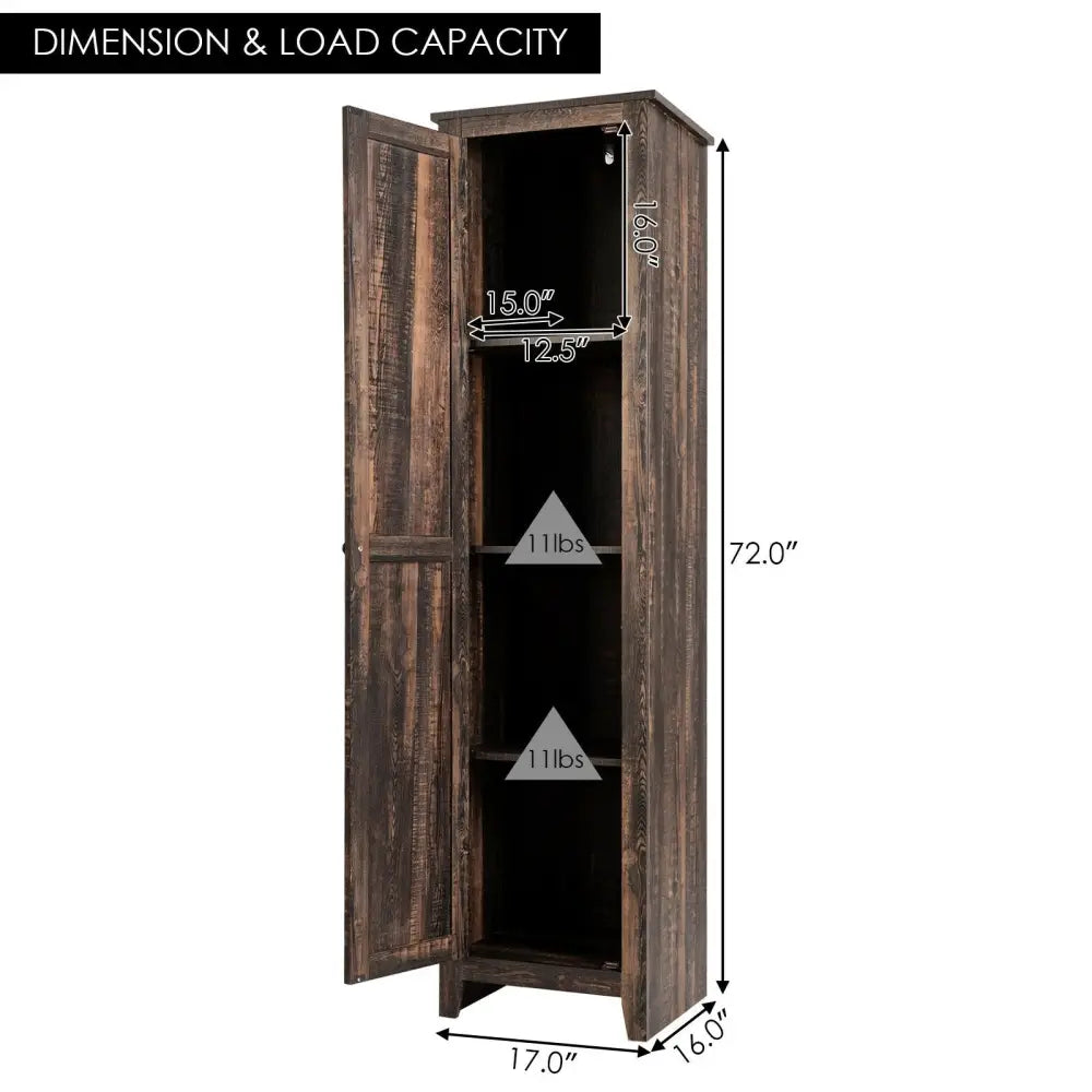 Linen Tower Bathroom Storage Cabinet Tall Slim Side Organizer with Shelf-Walnut - Walnut - Floor Cabinets