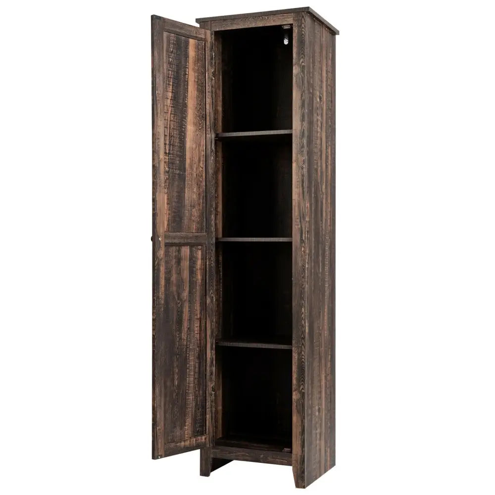Linen Tower Bathroom Storage Cabinet Tall Slim Side Organizer with Shelf-Walnut - Walnut - Floor Cabinets