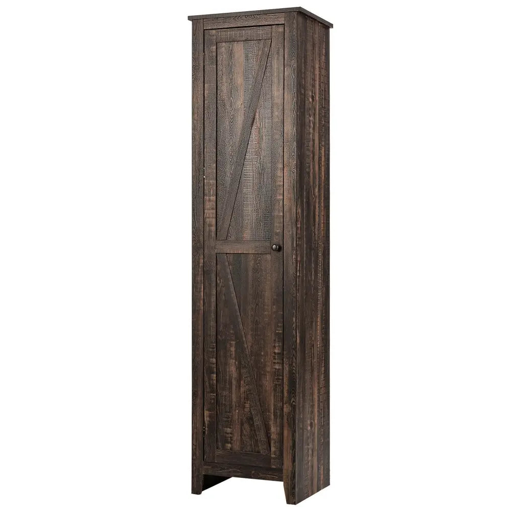 Linen Tower Bathroom Storage Cabinet Tall Slim Side Organizer with Shelf-Walnut - Walnut - Floor Cabinets