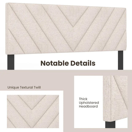 Linen Upholstered Headboard for Full and Queen Size Bed Frames-Beige - Beige - Headboards