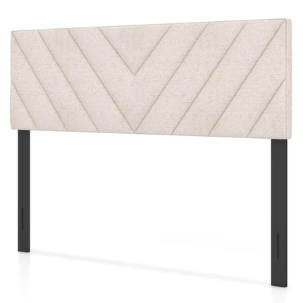 Linen Upholstered Headboard for Full and Queen Size Bed Frames-Beige - Beige - Headboards