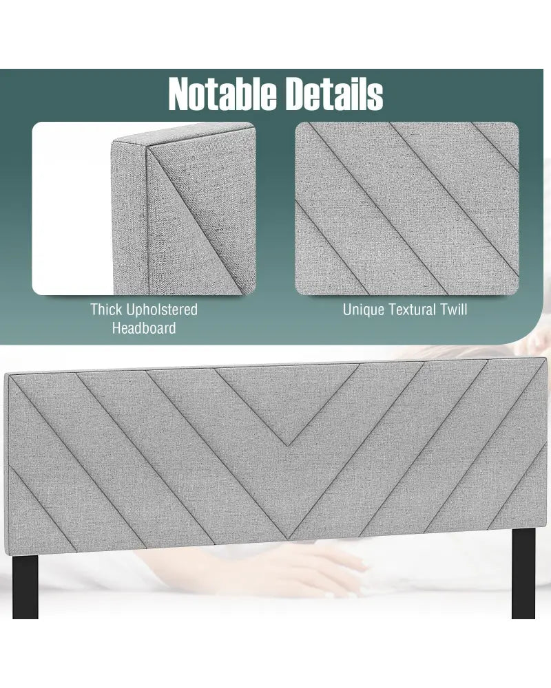 Linen Upholstered Headboard for Full and Queen Size Bed Frames-Gray - Gray - Headboards