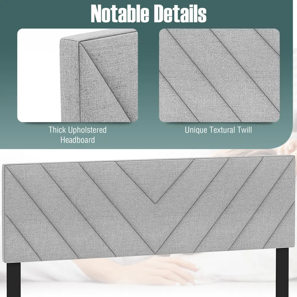 Linen Upholstered Headboard for Full and Queen Size Bed Frames-Gray - Gray - Headboards