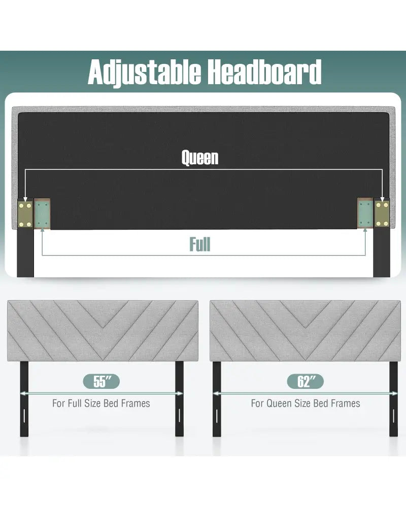 Linen Upholstered Headboard for Full and Queen Size Bed Frames-Gray - Gray - Headboards