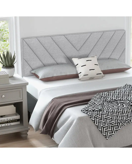 Linen Upholstered Headboard for Full and Queen Size Bed Frames-Gray - Gray - Headboards