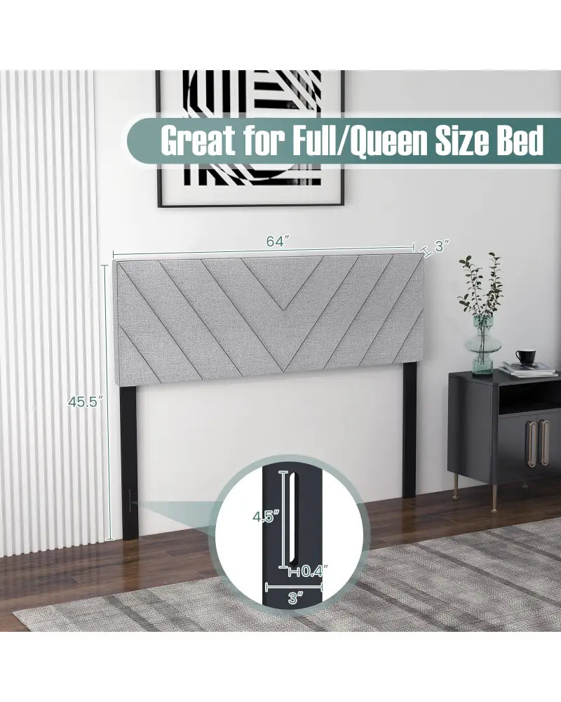 Linen Upholstered Headboard for Full and Queen Size Bed Frames-Gray - Gray - Headboards