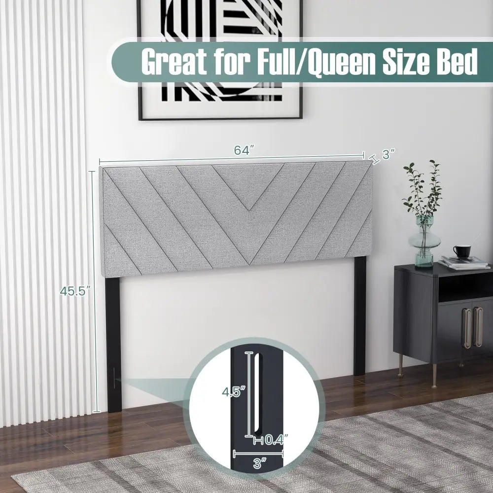 Linen Upholstered Headboard for Full and Queen Size Bed Frames-Gray - Gray - Headboards