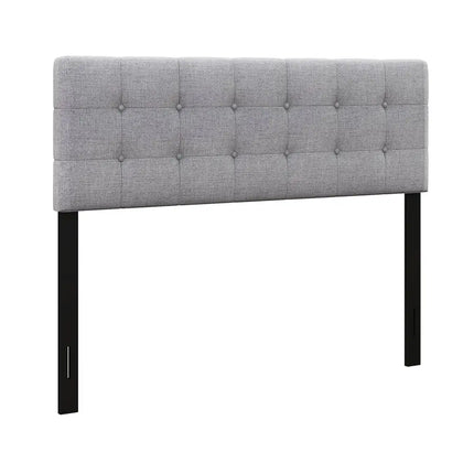 Linen Upholstered Headboard with Solid Rubber Wood Legs-Gray - Gray - Headboards