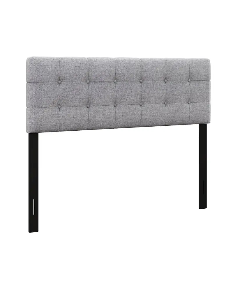 Linen Upholstered Headboard with Solid Rubber Wood Legs-Gray - Gray - Headboards