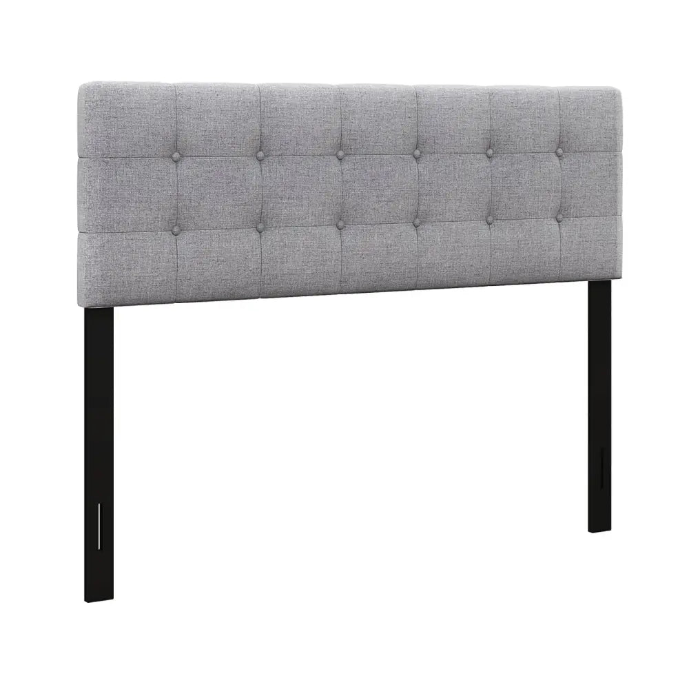 Linen Upholstered Headboard with Solid Rubber Wood Legs-Gray - Gray - Headboards